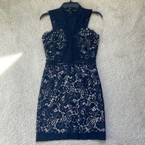 Soieblu navy blue lace fitted dress